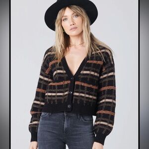 Saltwater luxe plaid cropped cardigan XS